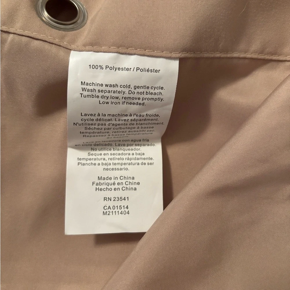 Tan Fabric Shower Curtain & Plasic Liner Curtain